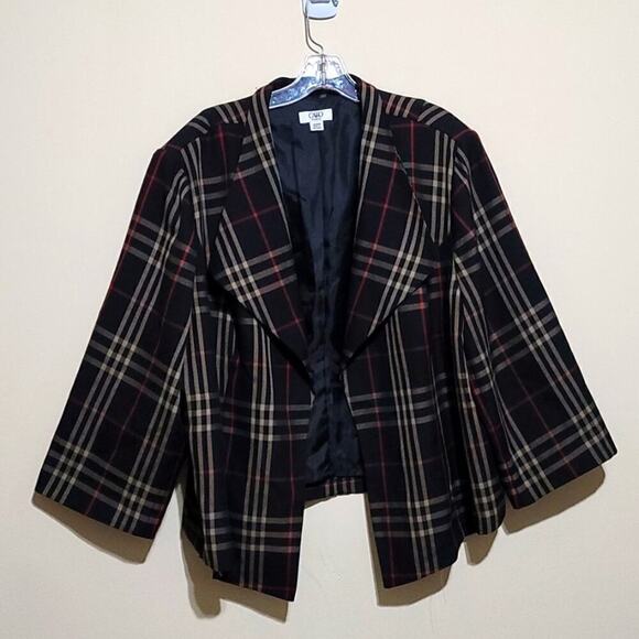 Cato Black Multicolored Plaid Jacket Size  22/24W - Picture 1 of 8